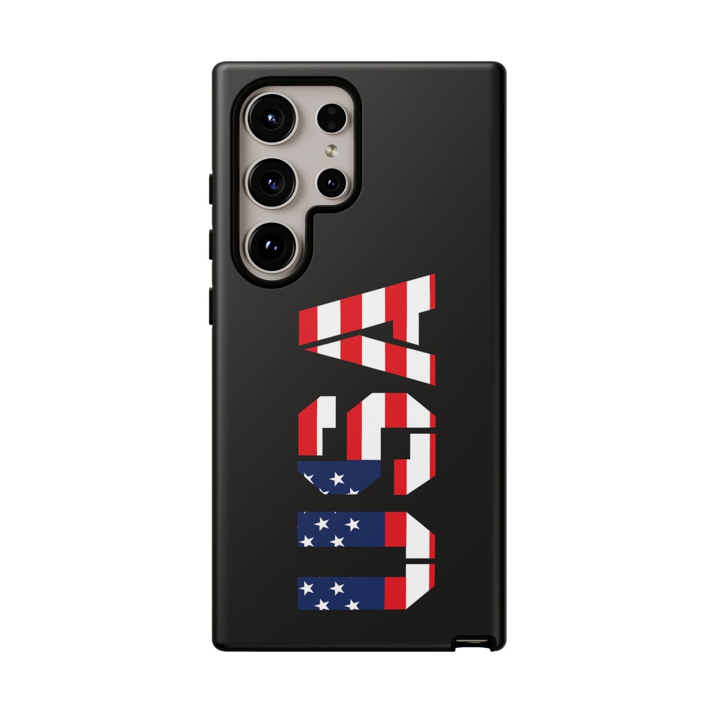 USA patriotic American flag tough phone case by Printify with bold red, white, and blue flag design on durable protective cover.