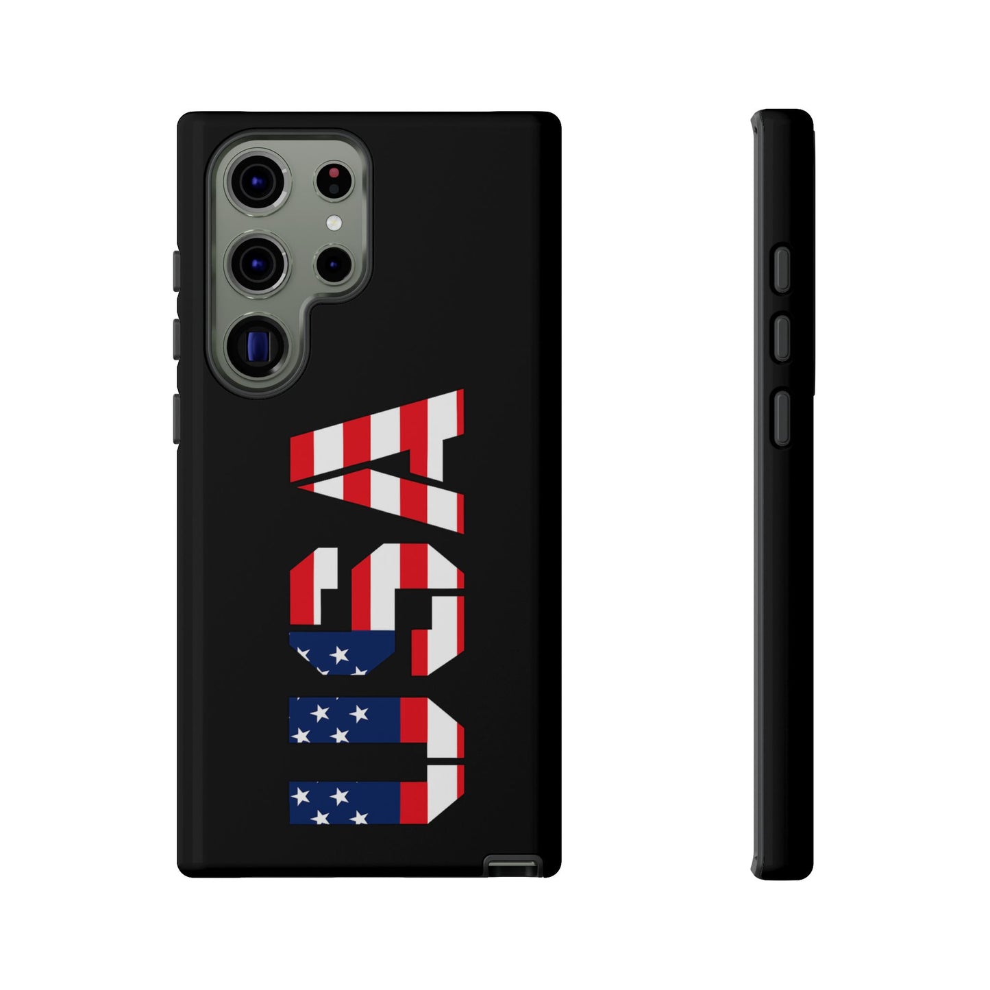 American flag phone case by Printify featuring a patriotic design, rugged protective cover for smartphones.