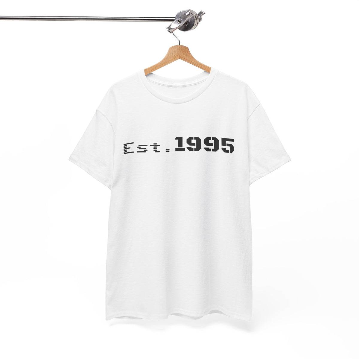 Vintage minimalist Est. 1995 T-shirt by Printify featuring a clean design and birthday celebration theme.