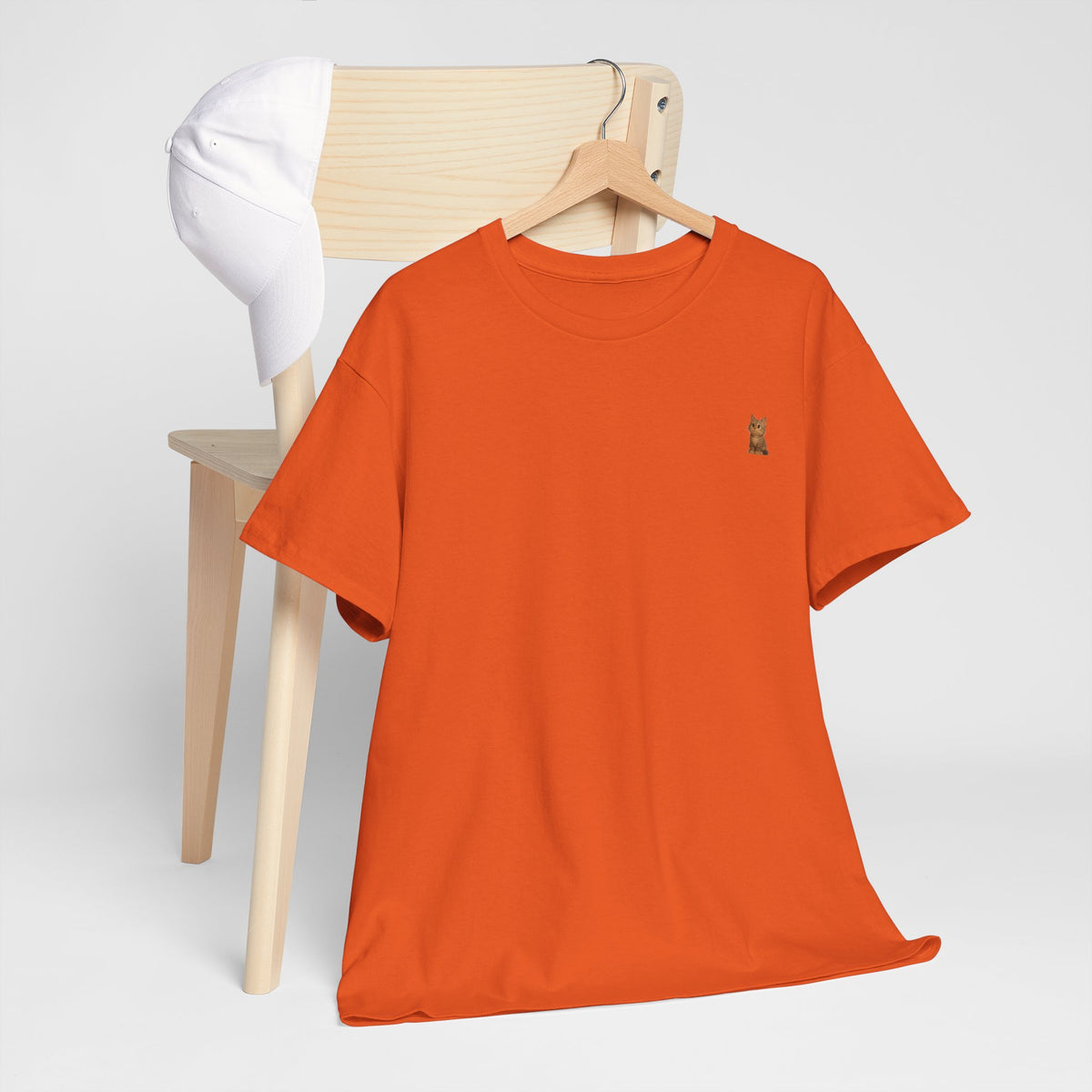 Brown kitten graphic T-shirt for cat lovers, casual printify tee with cute feline design on soft fabric.