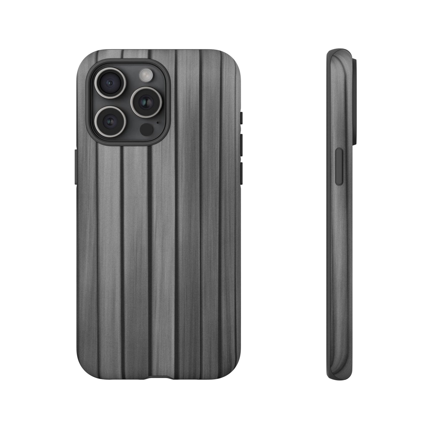 Ribbed metal texture phone case by Printify, tough protective iPhone cover with durable metal finish and precise cutouts.