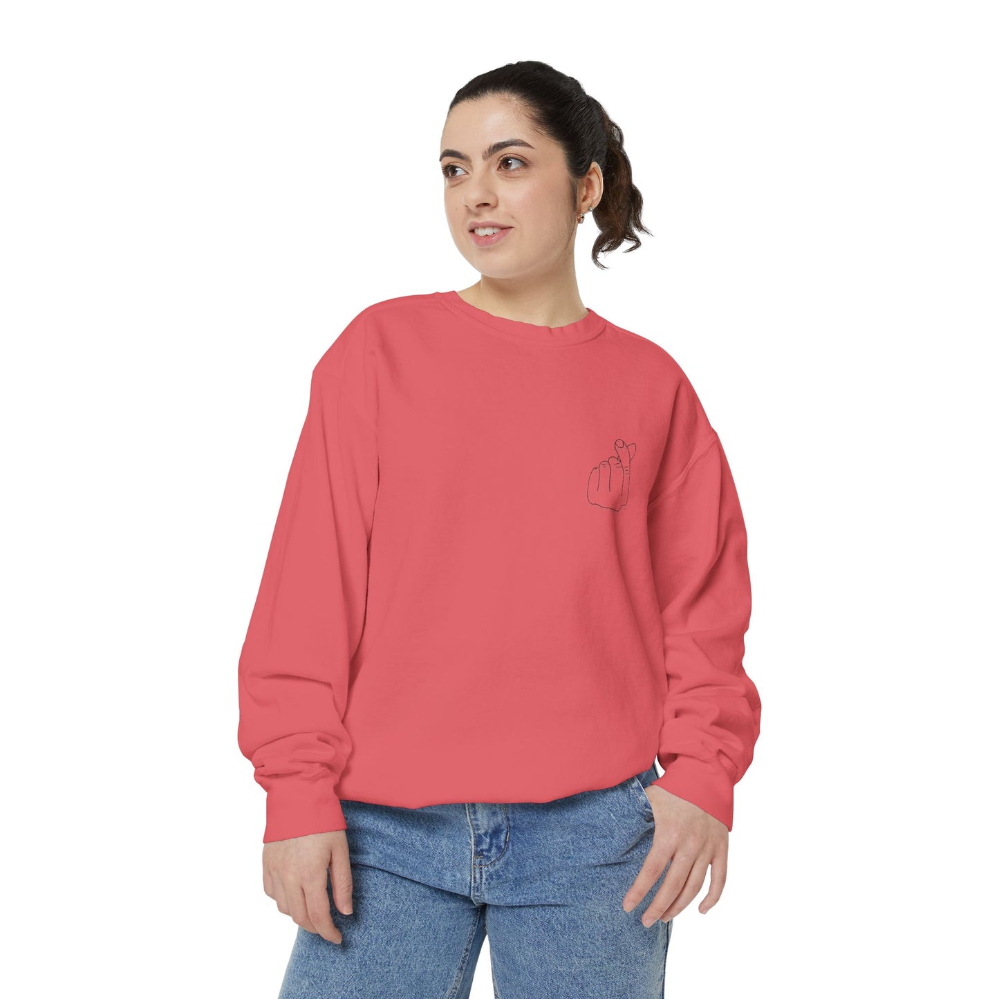 Minimalist Unisex Sweatshirt with Hand Design - Cozy & Stylish