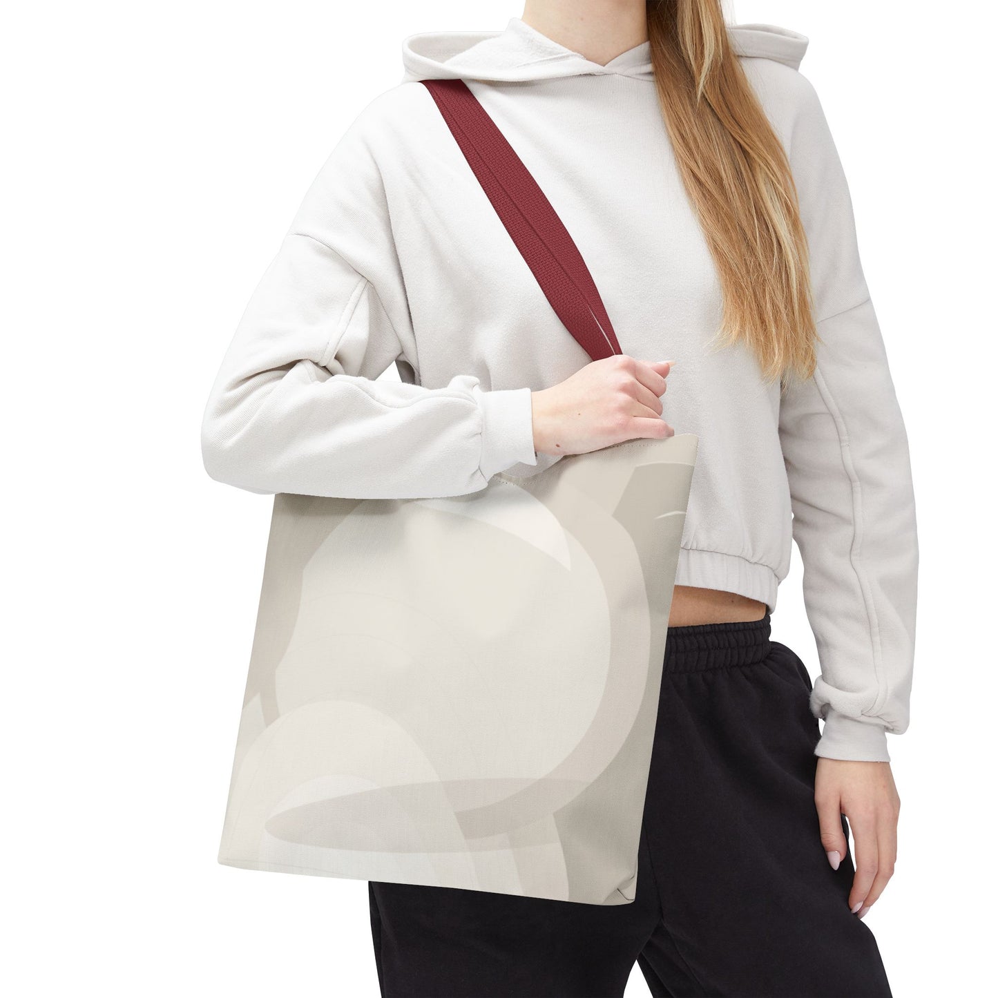 Neutral Abstract Circle Pattern Tote Bag | Minimal Beige AOP Canvas