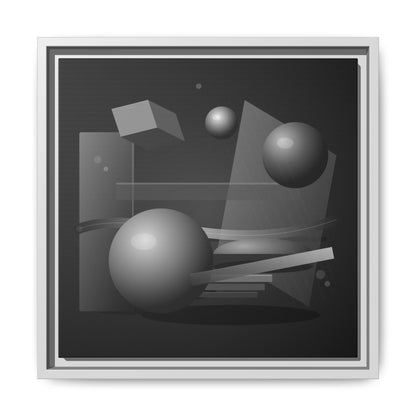 Monochrome Geometric Spheres Canvas Framed Wall Art | Matte Print