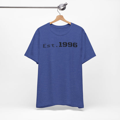 Unisex Jersey Tee - 'Est. 1996' Graphic Shirt, Birthday Gift, Casual Wear, Vintage Style, Retro Fashion, Gift for Him/Her - TRV