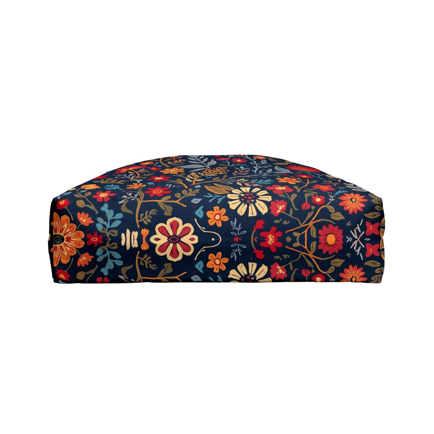 Printify floral weekender tote bag with vibrant floral pattern, large size for travel, beach, gym, shopping, and gifting.