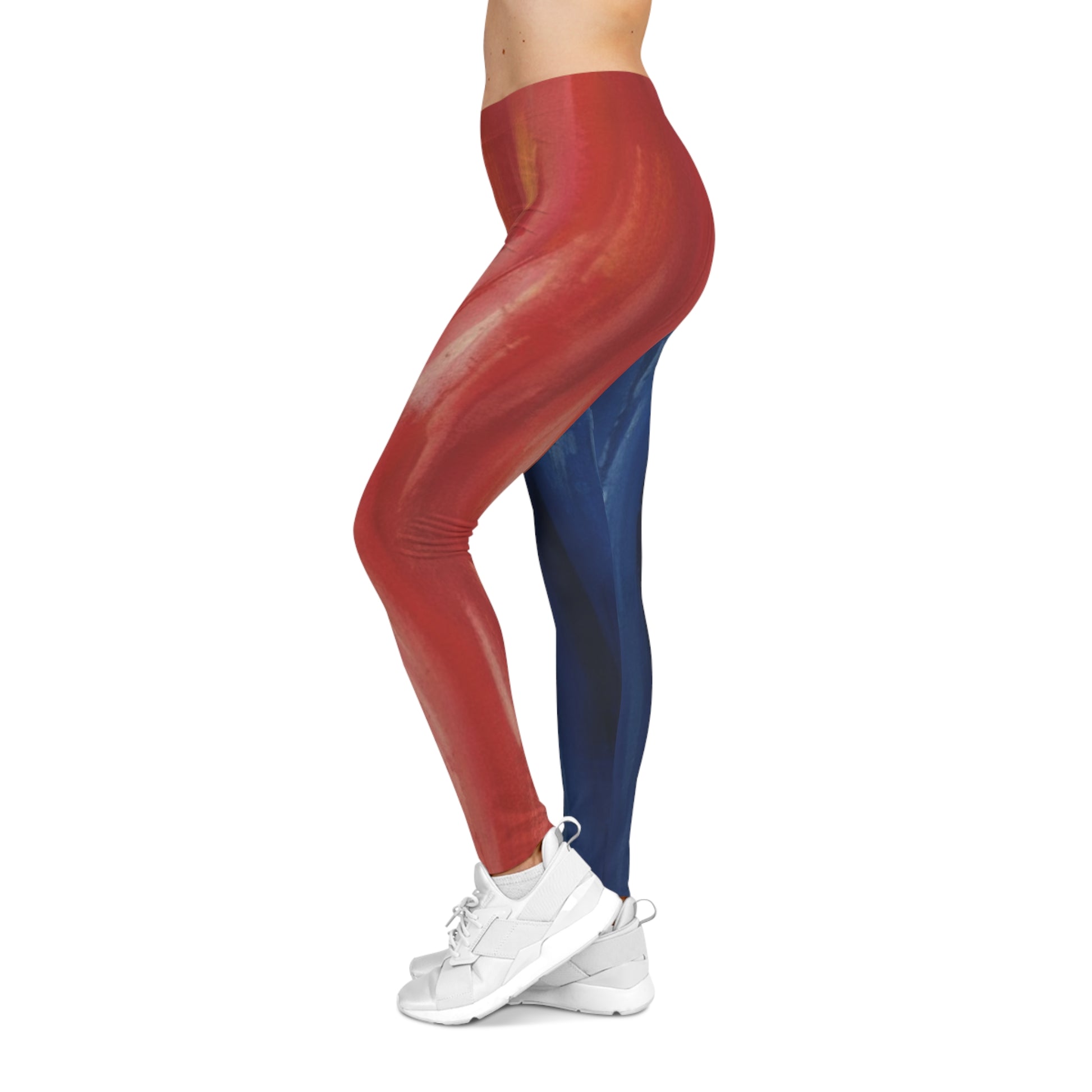 Women's casual leggings with all-over printed floral pattern by Printify, shown in a relaxed fit on a plain background.