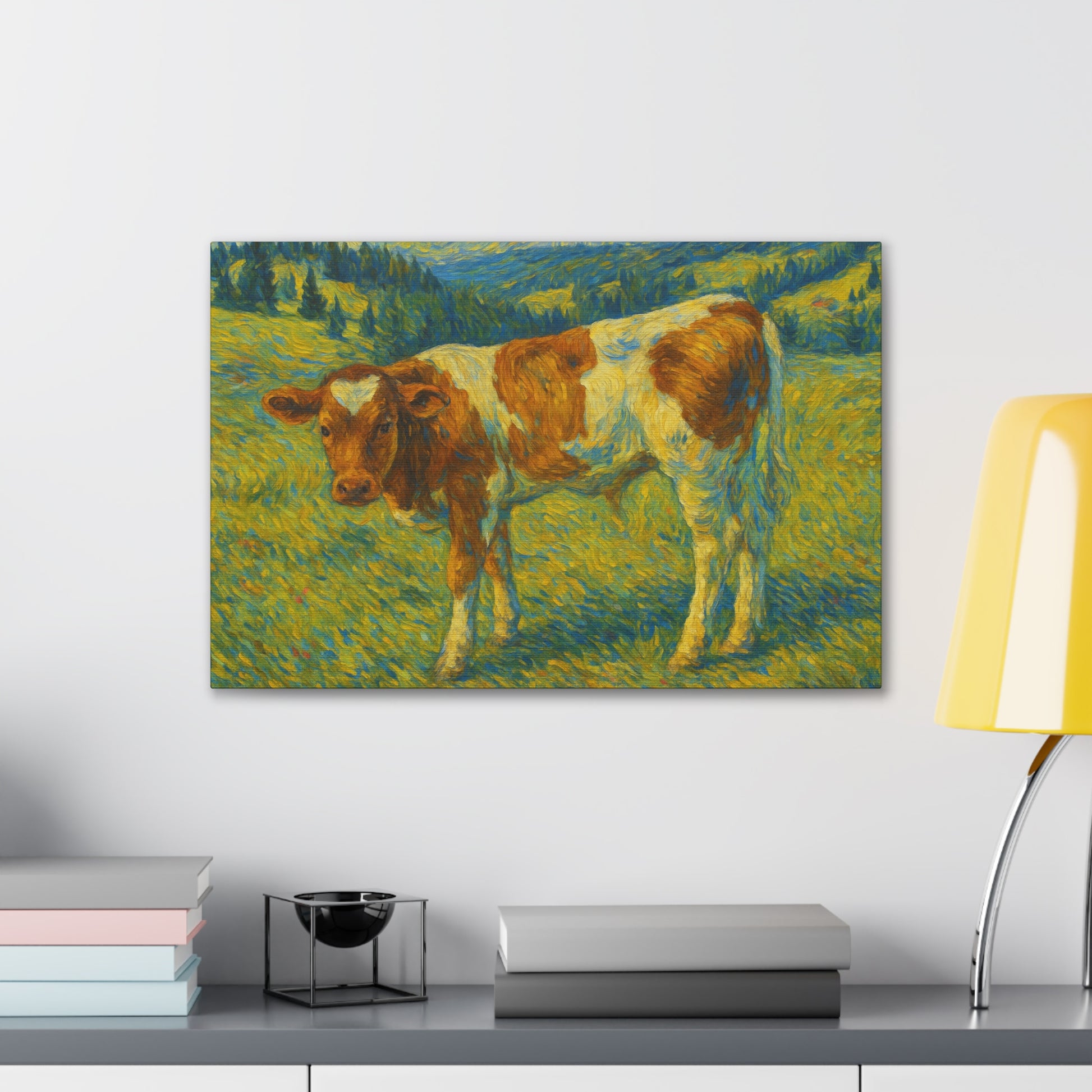 Cow Art Canvas Print, Rustic Farmhouse Decor, Animal Lover Gift, Country Wall Art, Thoughtful Homewarming - TRV