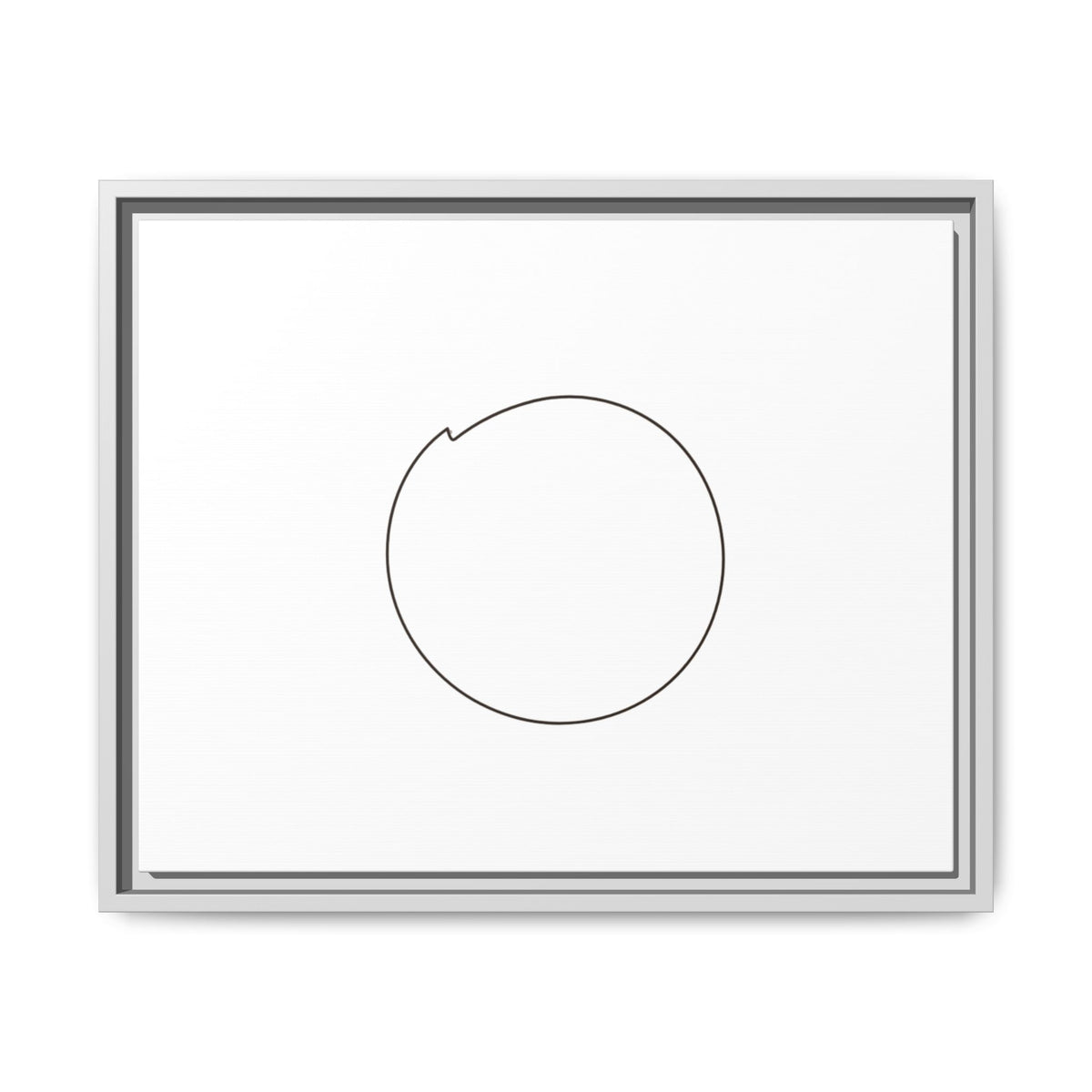 Framed matte canvas wall art featuring a minimal circular line design by Printify, ideal for modern home decor.