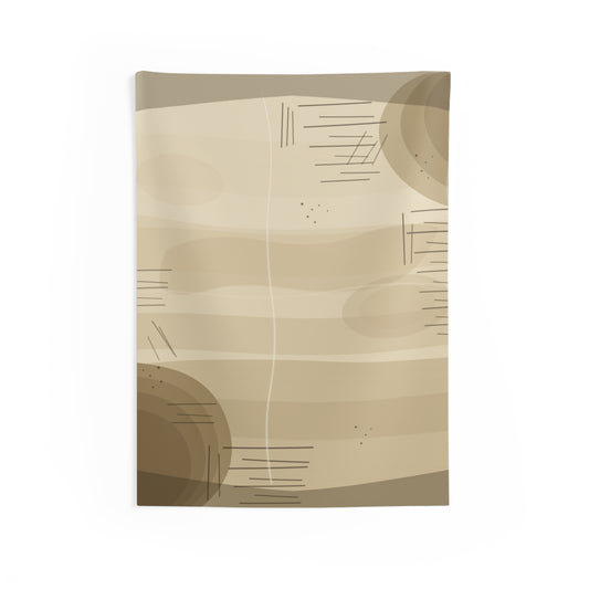 Abstract Earth tapestry wall art featuring neutral tones, boho style, printed by Printify, showcasing a textured, artistic wall decor piece.