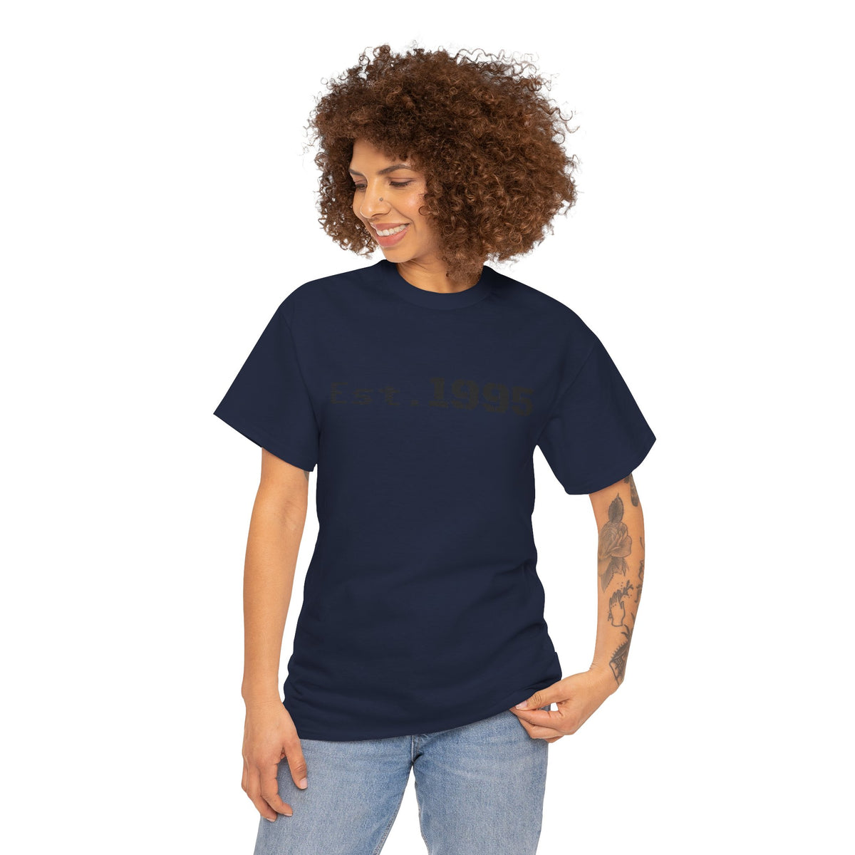 Vintage minimalist Est. 1995 T-shirt by Printify featuring a simple birthday design on a casual cotton tee.
