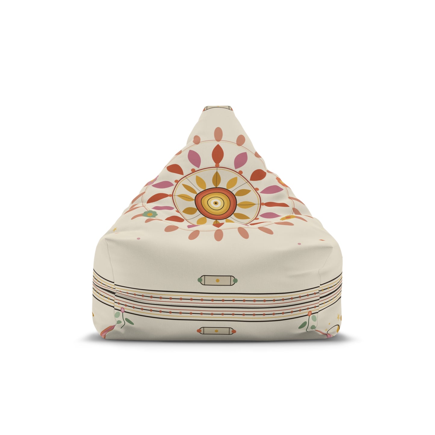Boho Sunburst Bean Bag Cover — Floral Mandala Pattern