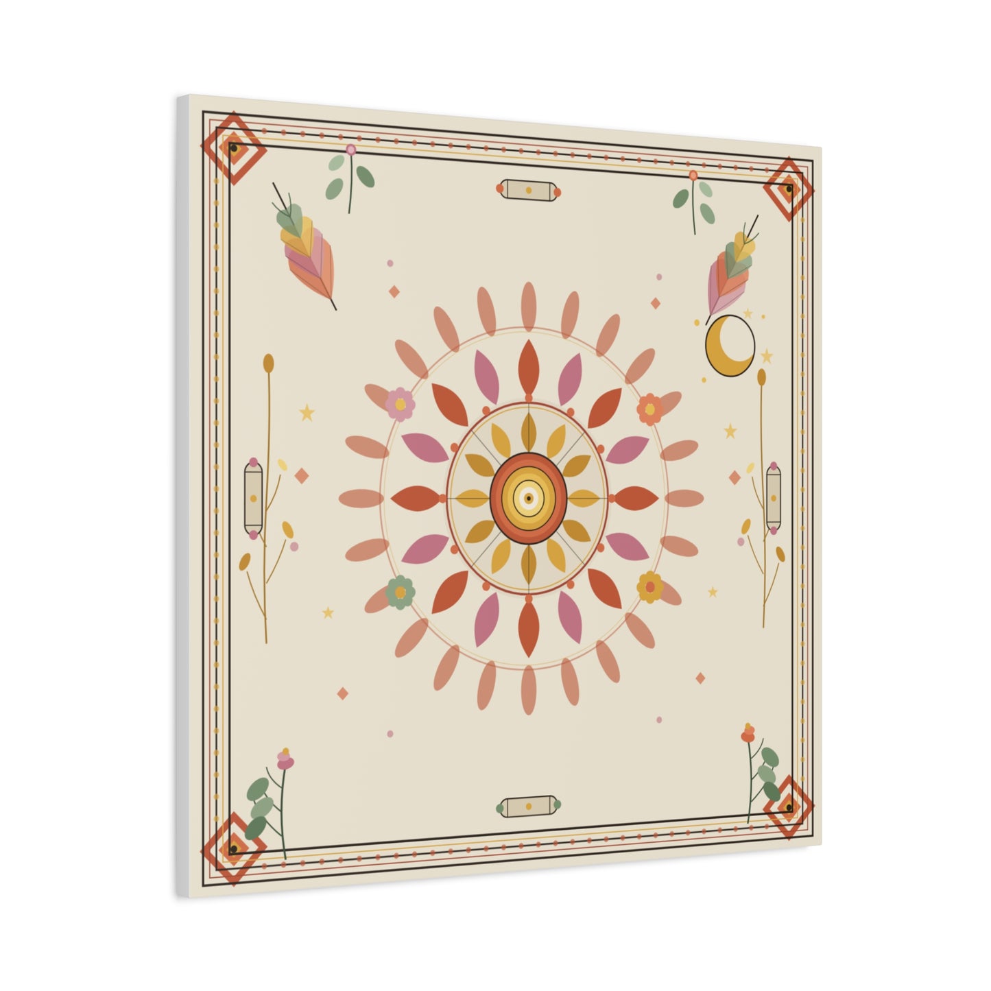 Boho Sun Mandala Matte Canvas