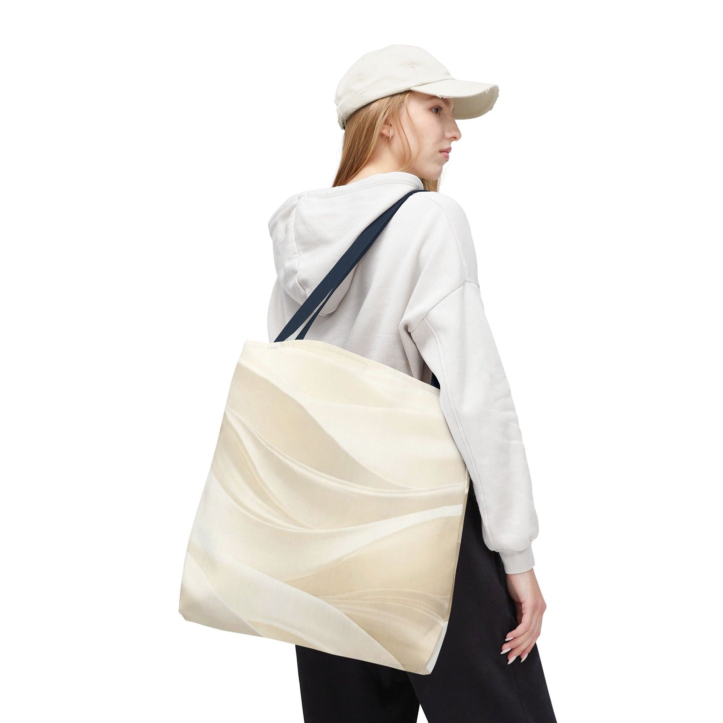 Cream Abstract Waves Tote Bag | Neutral Swirl Pattern