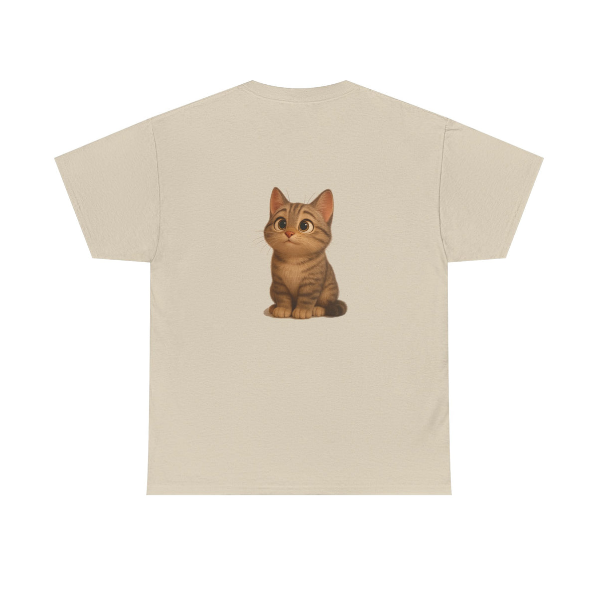 Brown kitten graphic T-shirt for cat lovers, featuring a cute feline design on a comfortable Printify T-shirt.