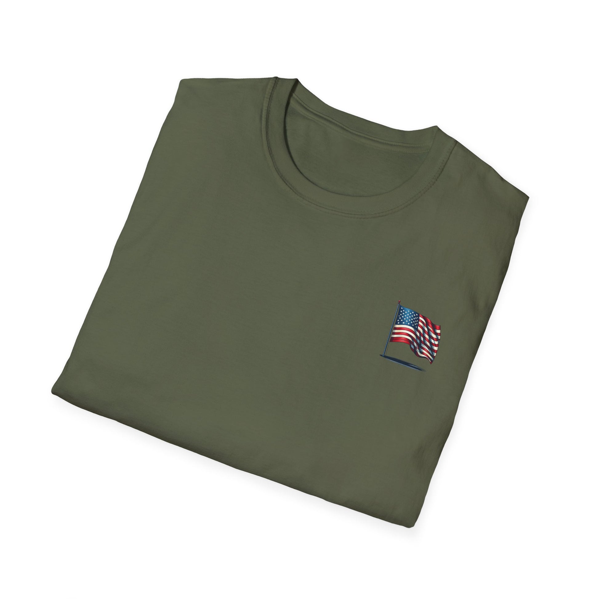 Patriotic Unisex Softstyle T-Shirt, American Flag Tee, USA Pride Shirt, Perfect for Independence Day, Casual Wear - TRV