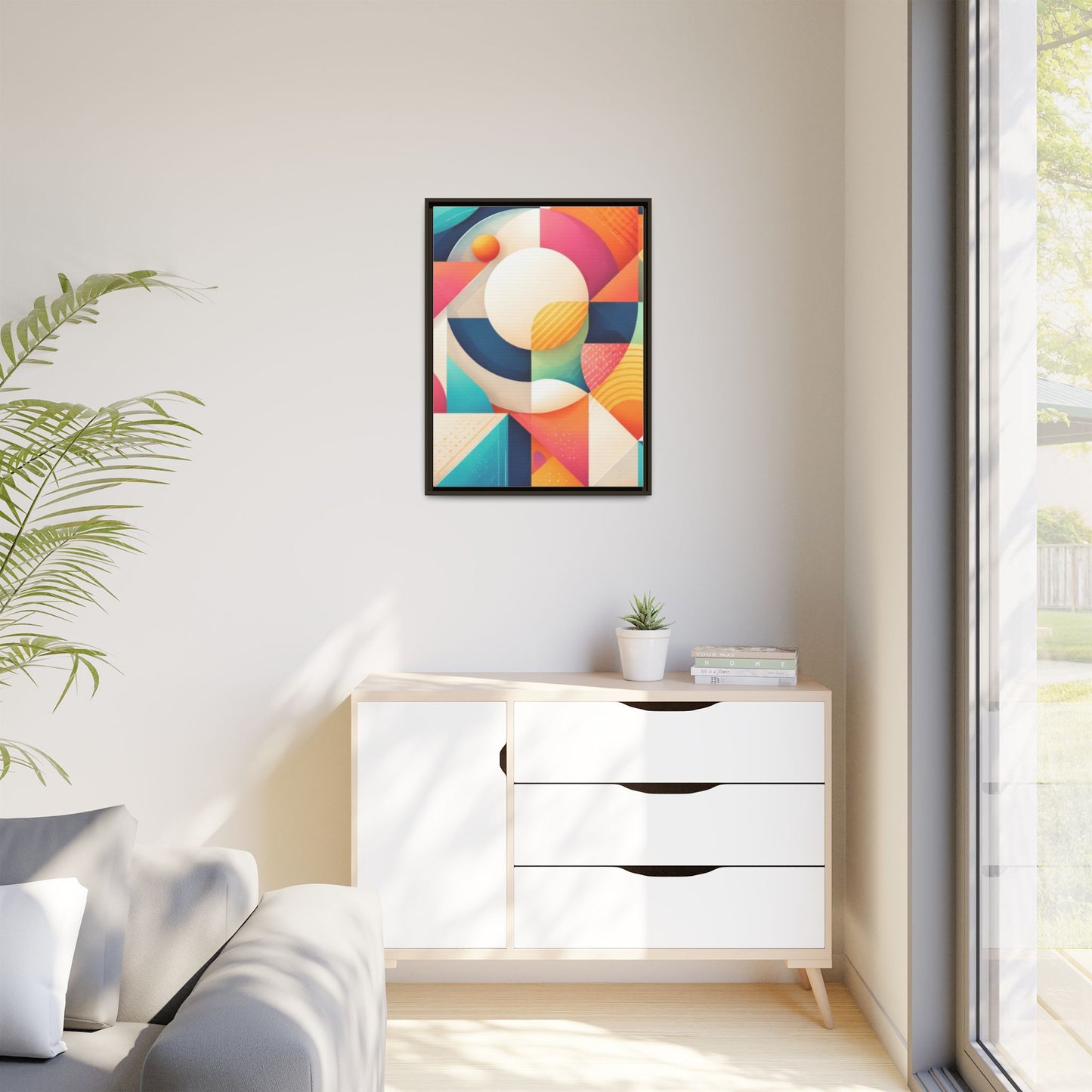 Colorful Geometric Abstract Art Matte Canvas Framed