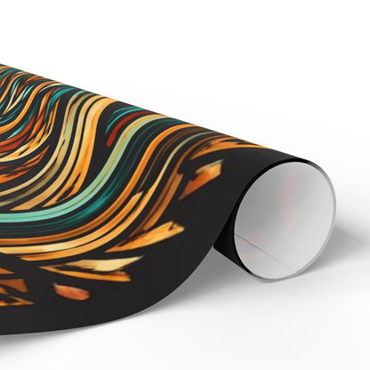 Geometric Boho Wrapping Paper Roll — Teal & Burnt Orange Tribal Pattern