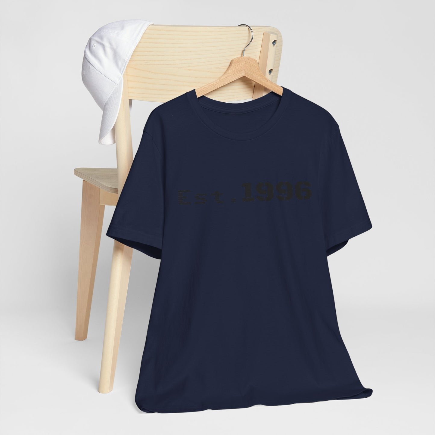 Vintage Est. 1996 T-shirt by Printify featuring a retro design, perfect as a birthday gift for someone born in 1996.