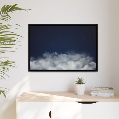 Framed night sky clouds canvas wall art by Printify featuring starry sky and cloud details in a matte finish.