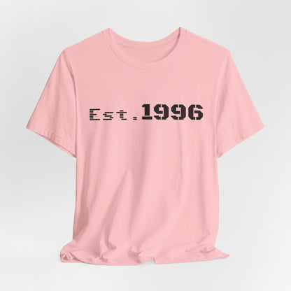 Vintage Est. 1996 T-shirt by Printify featuring a stylish design, perfect as a birth year birthday gift.