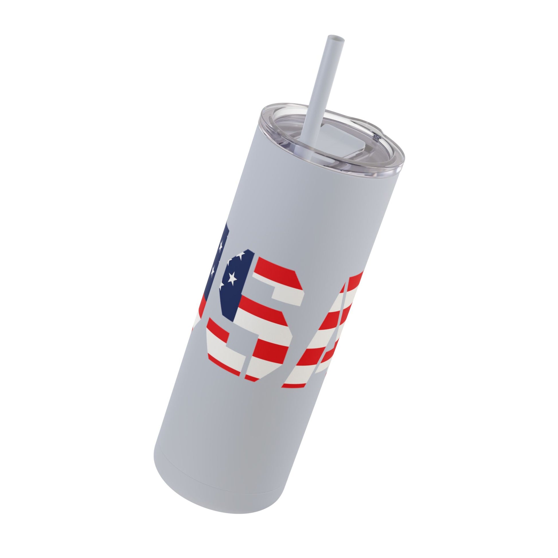 USA Flag Tumbler - 20oz Skinny Matte Drinkware, Travel Mug, Patriotic Gift, Fourth of July, Summer BBQ, Camping, Outdoor - TRV