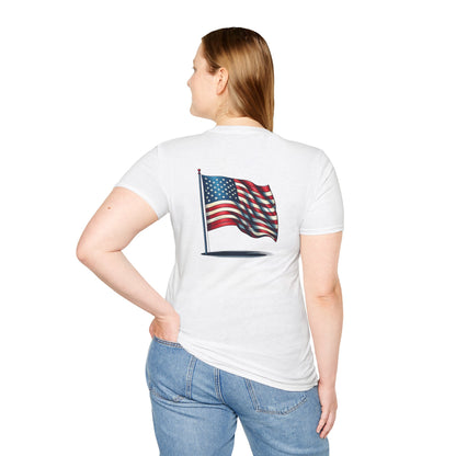 Patriotic Unisex Softstyle T-Shirt, American Flag Tee, USA Pride Shirt, Perfect for Independence Day, Casual Wear - TRV