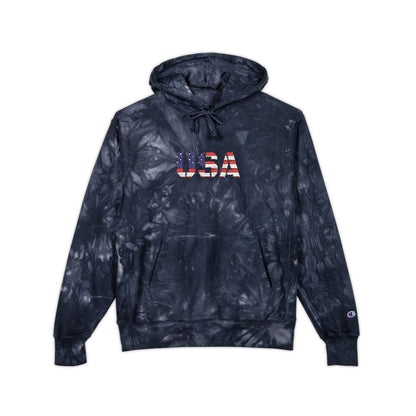 Champion Tie-Dye Hoodie - USA Embroidery, Unisex Hoodie, Trendy Casual Wear, Gift for Him, Outdoor Jacket - TRV