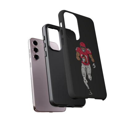 Black football player tough phone case for iPhone by Printify, featuring sports-themed protective design.