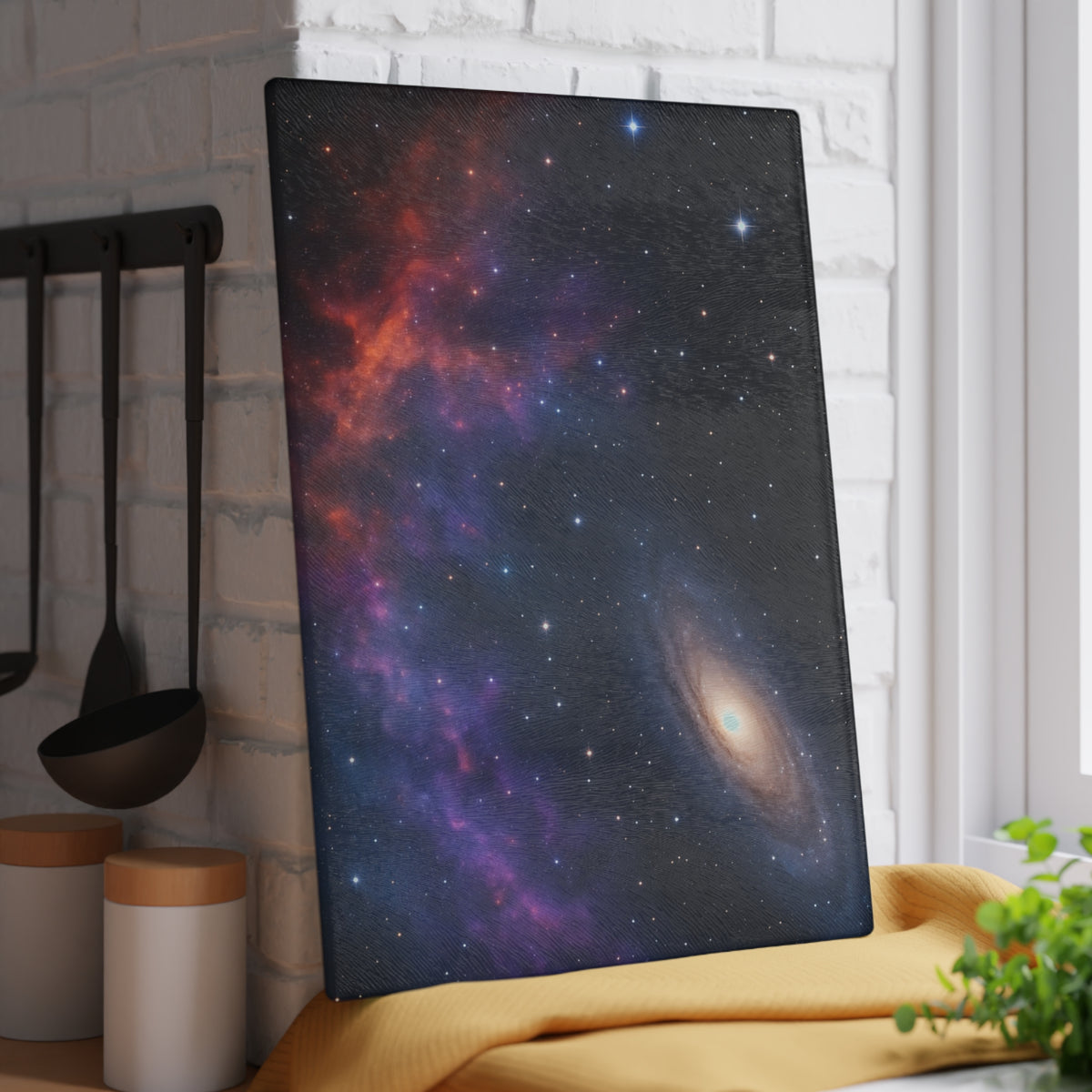Galaxy Nebula Glass Cutting Board — Space Constellation Kitchen Board