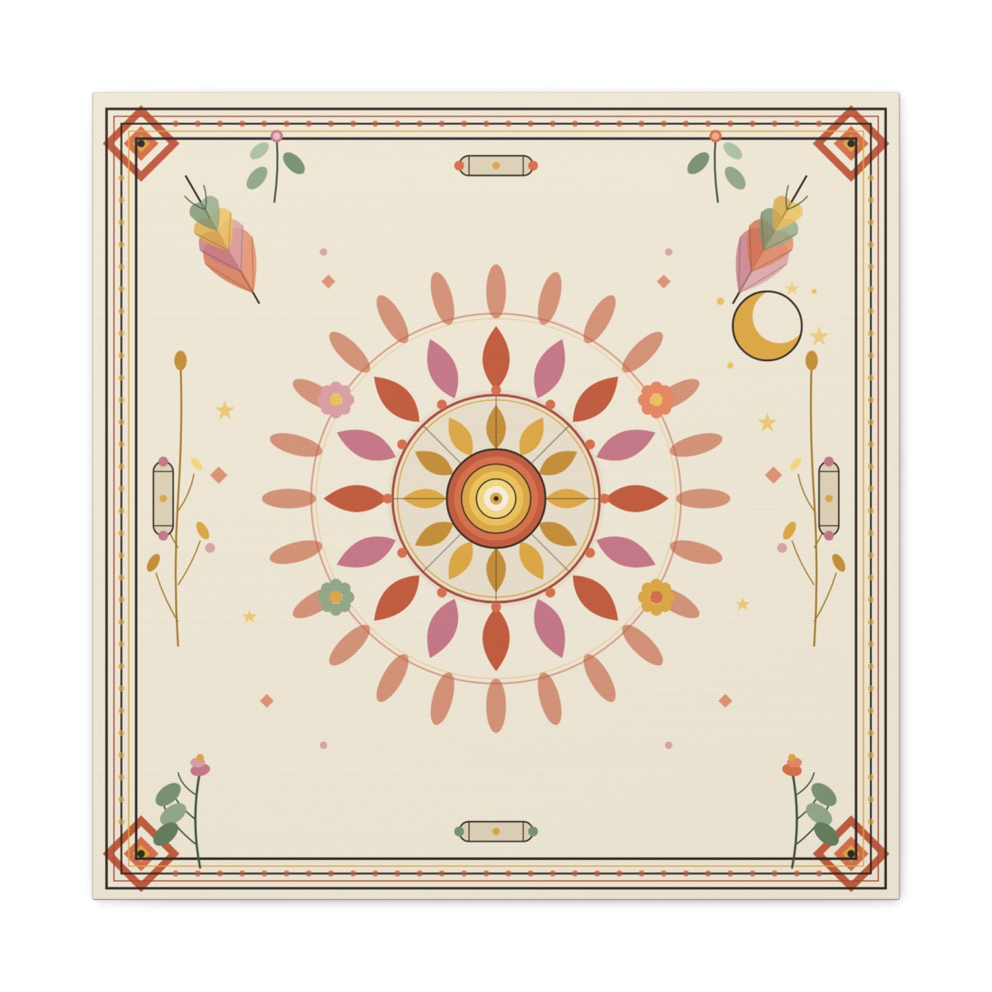 Boho Sun Mandala Matte Canvas