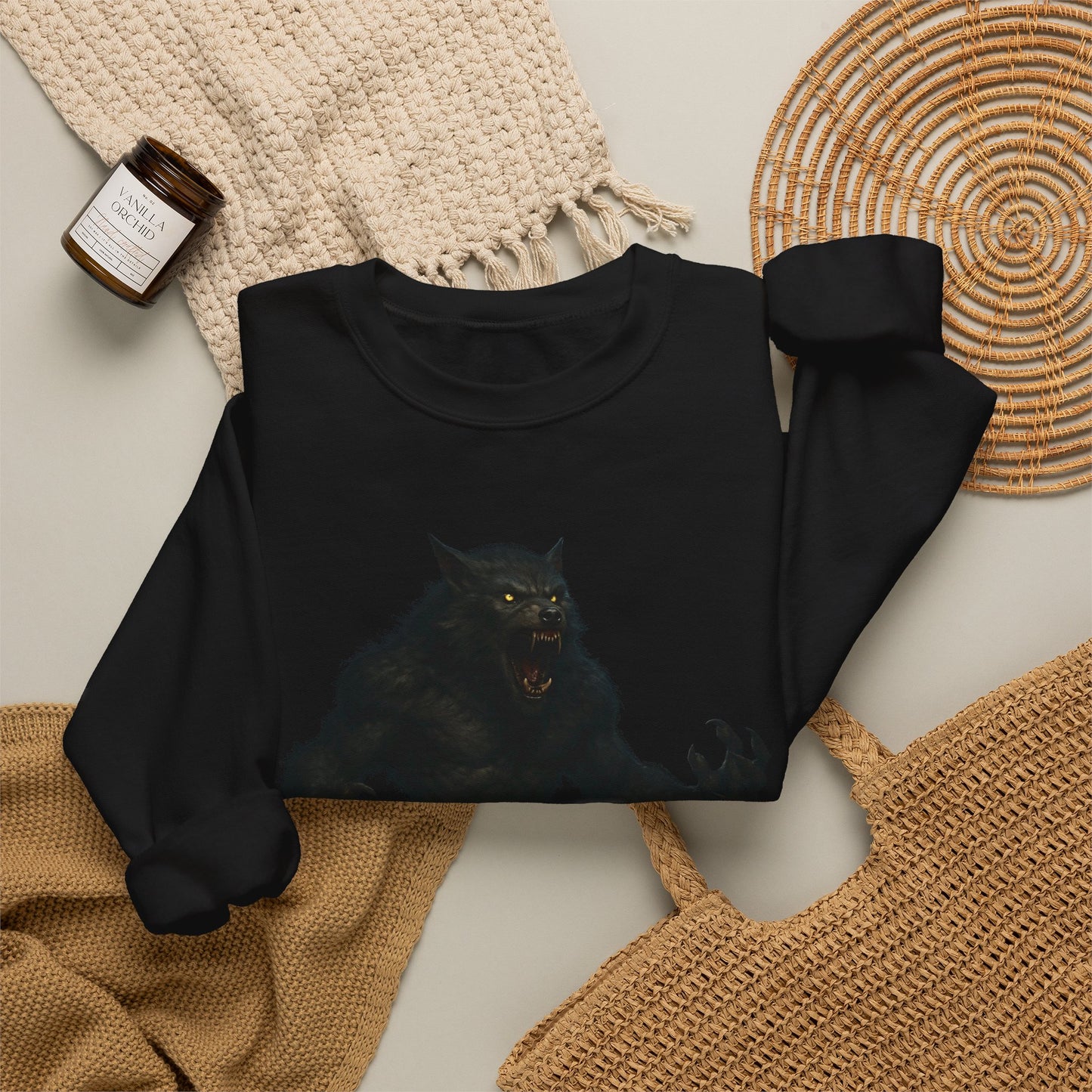Fierce Werewolf Graphic Sweatshirt, Cozy Unisex Crewneck, Perfect for Casual Outfits, Halloween Apparel, Everyday Wear