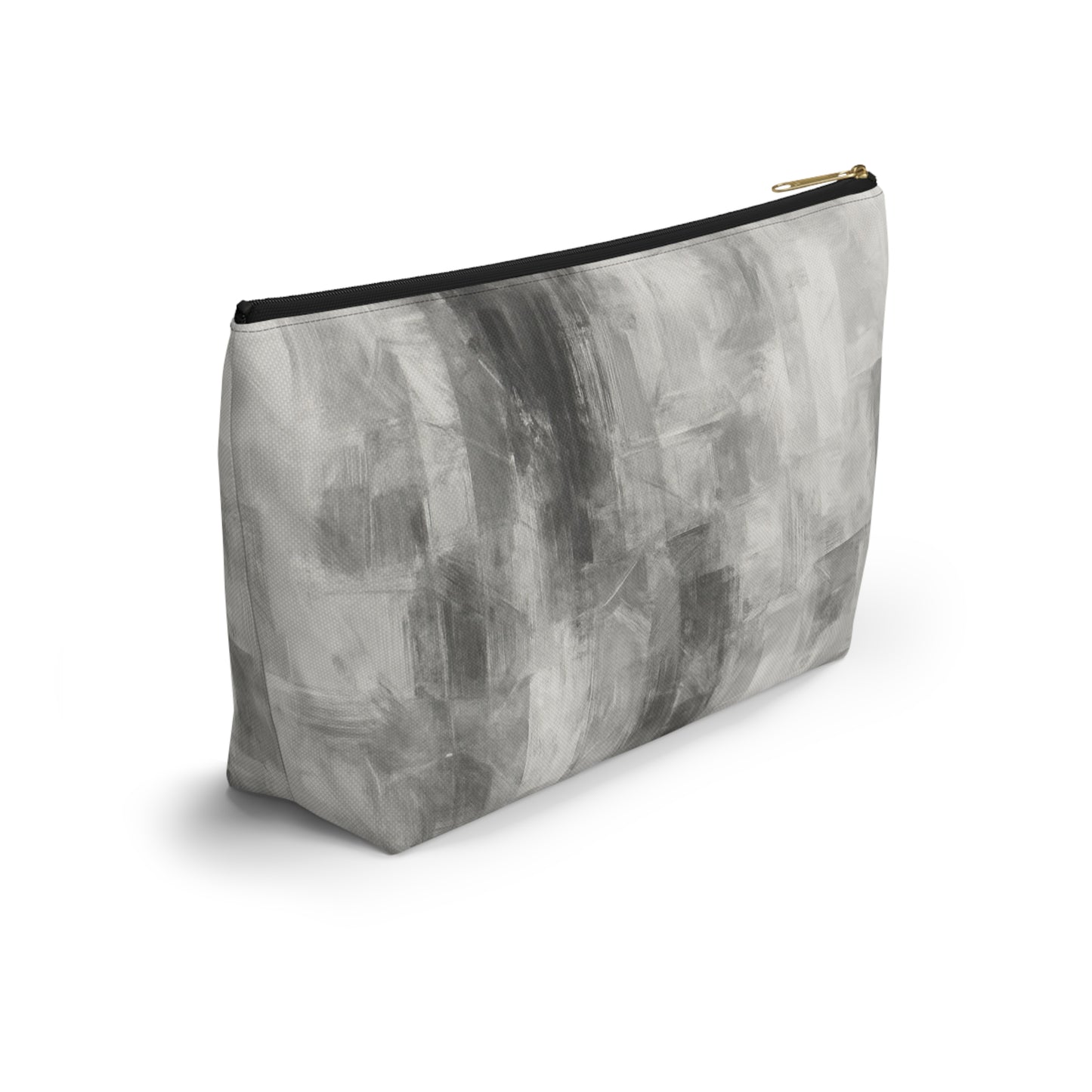Gray abstract brushstroke accessory pouch from Printify, featuring a stylish design, perfect for holding small essentials.