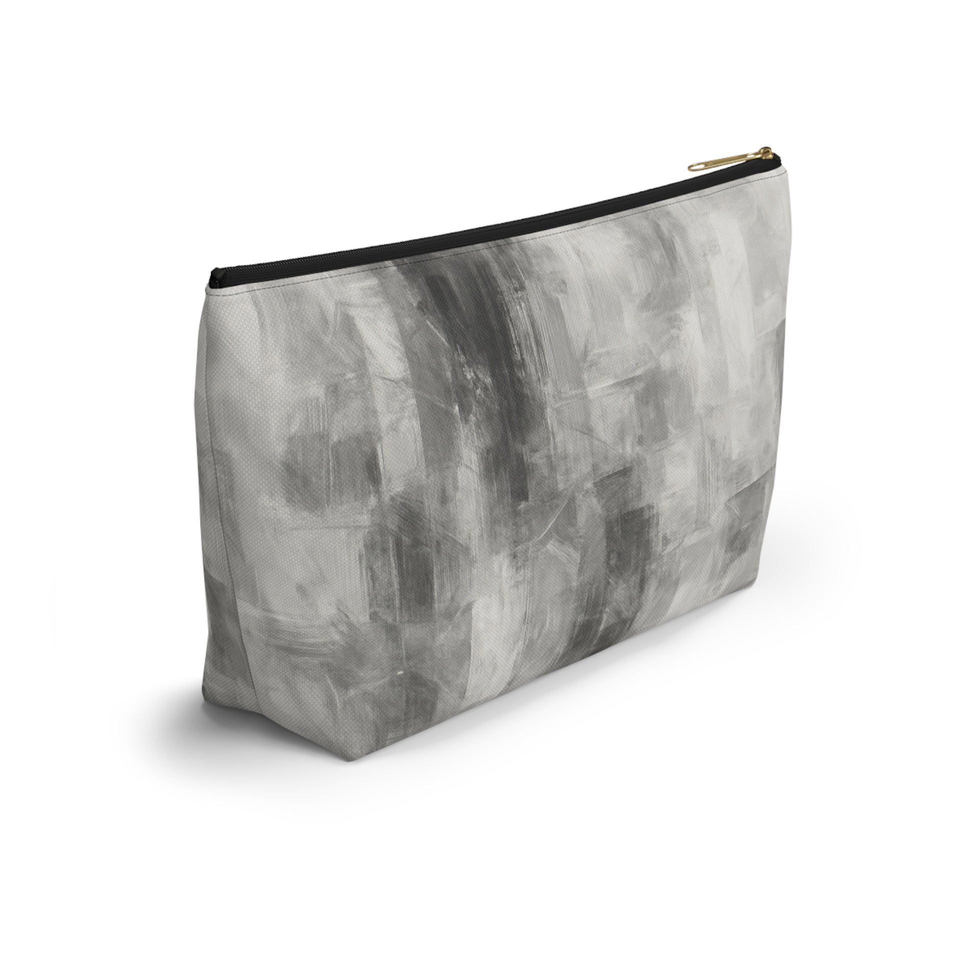 Gray abstract brushstroke accessory pouch from Printify, featuring a stylish design, perfect for holding small essentials.