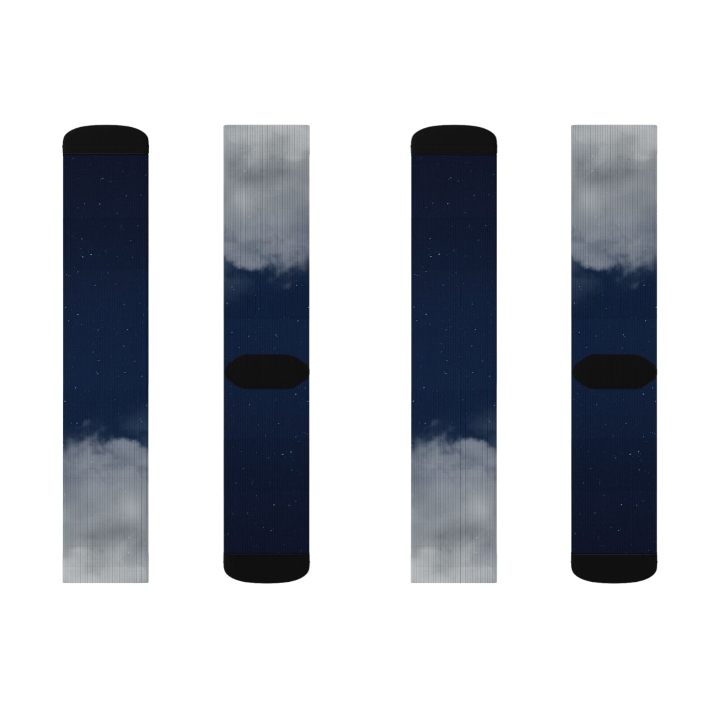 Night Sky Cloud Pattern Socks | Sublimation Crew Socks