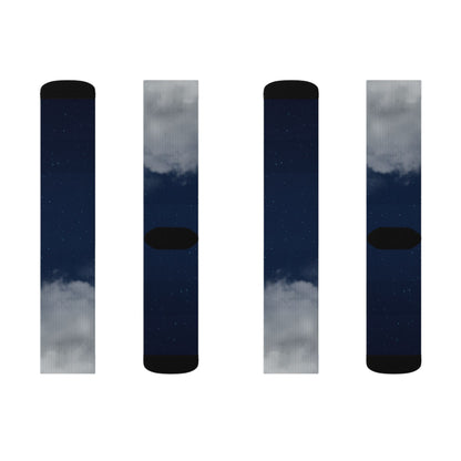 Night Sky Cloud Pattern Socks | Sublimation Crew Socks