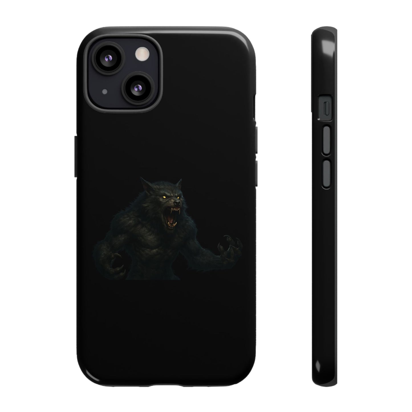 Dark werewolf phone case with monster graphic design, durable protective case for smartphones by Printify.