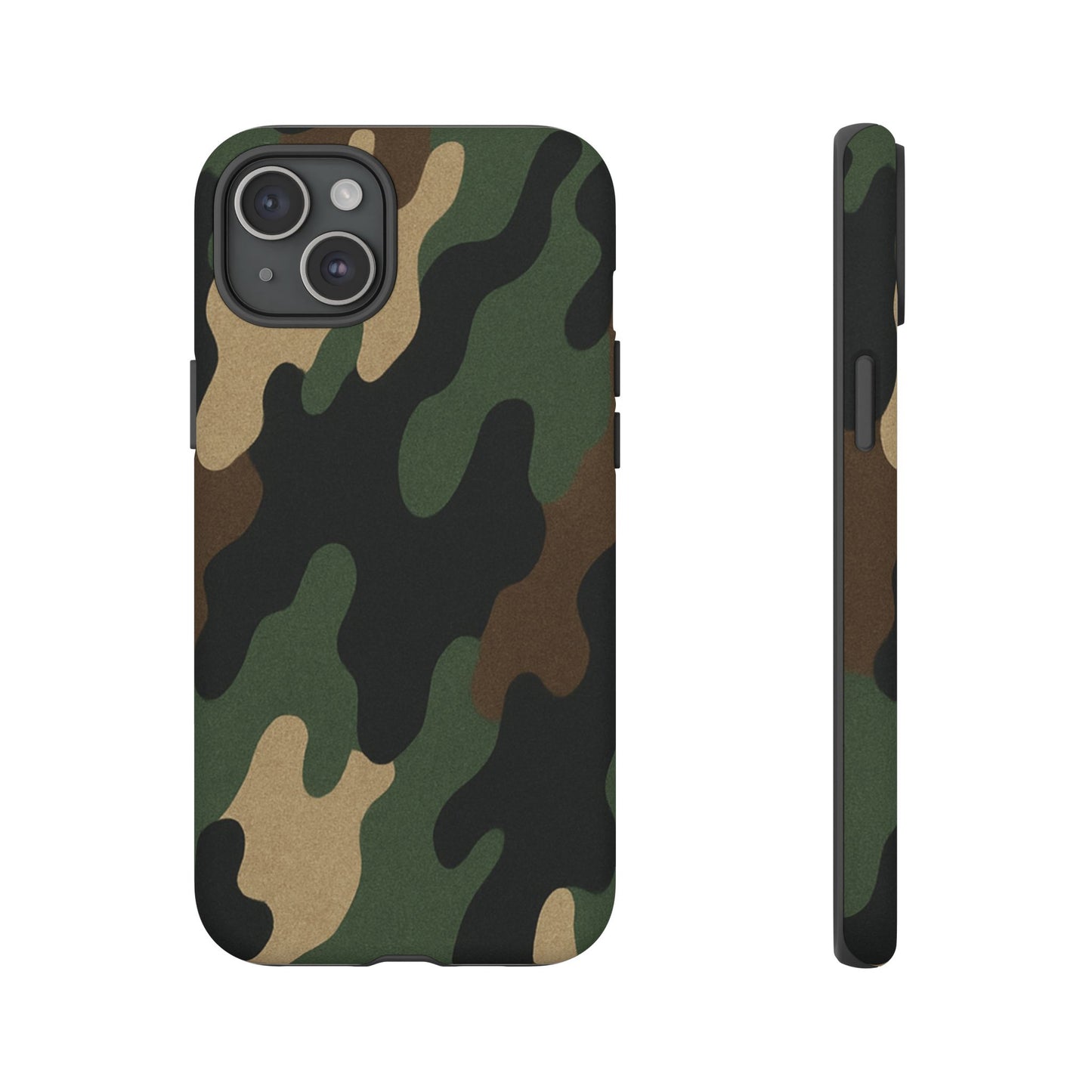 Military green camo tough phone case by Printify, rugged protective cover designed for durable smartphone protection.