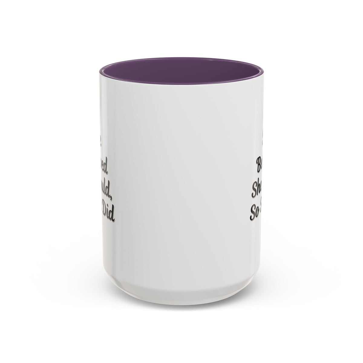 White ceramic coffee mug with motivational quote "She Believed She Could, So She Did" in black lettering, designed for daily inspiration.