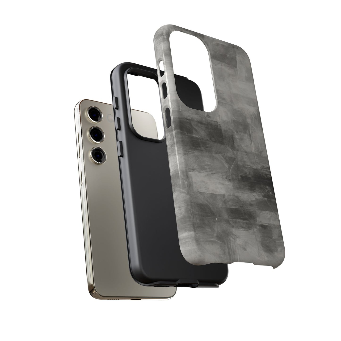 Abstract gray grid phone case for iPhone, tough protective cover by Printify with modern geometric design.
