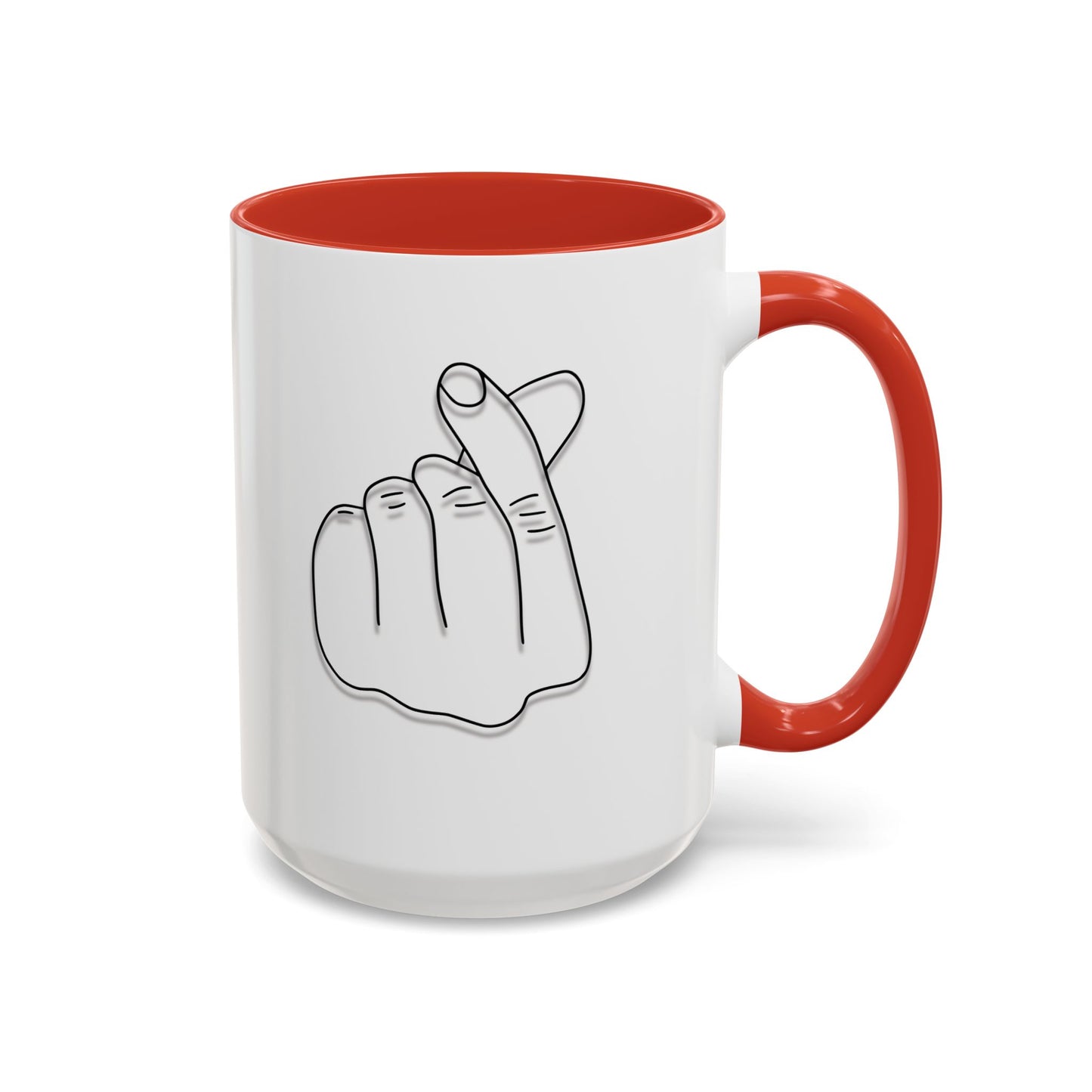 K-Pop Accent Mug - Love Gesture Design (11oz, 15oz), Korean Pop Coffee Cup, K-Pop Lover Gift, Cute Drinkware, Unique Mug