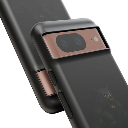 Dark monster graphic werewolf phone case by Printify, tough protective cover for smartphones with a fierce design.