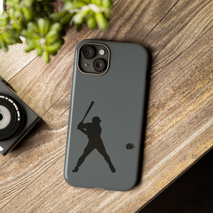 Black baseball silhouette tough phone case for iPhone, protective sporty design by Printify with rugged, durable construction.