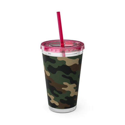 Stylish Camo Tumbler, 16oz Cup with Straw, Perfect for Outdoor Adventures, Gifts for Him, Travel Mug, Eco-friendly Drinkware, Camping - TRV