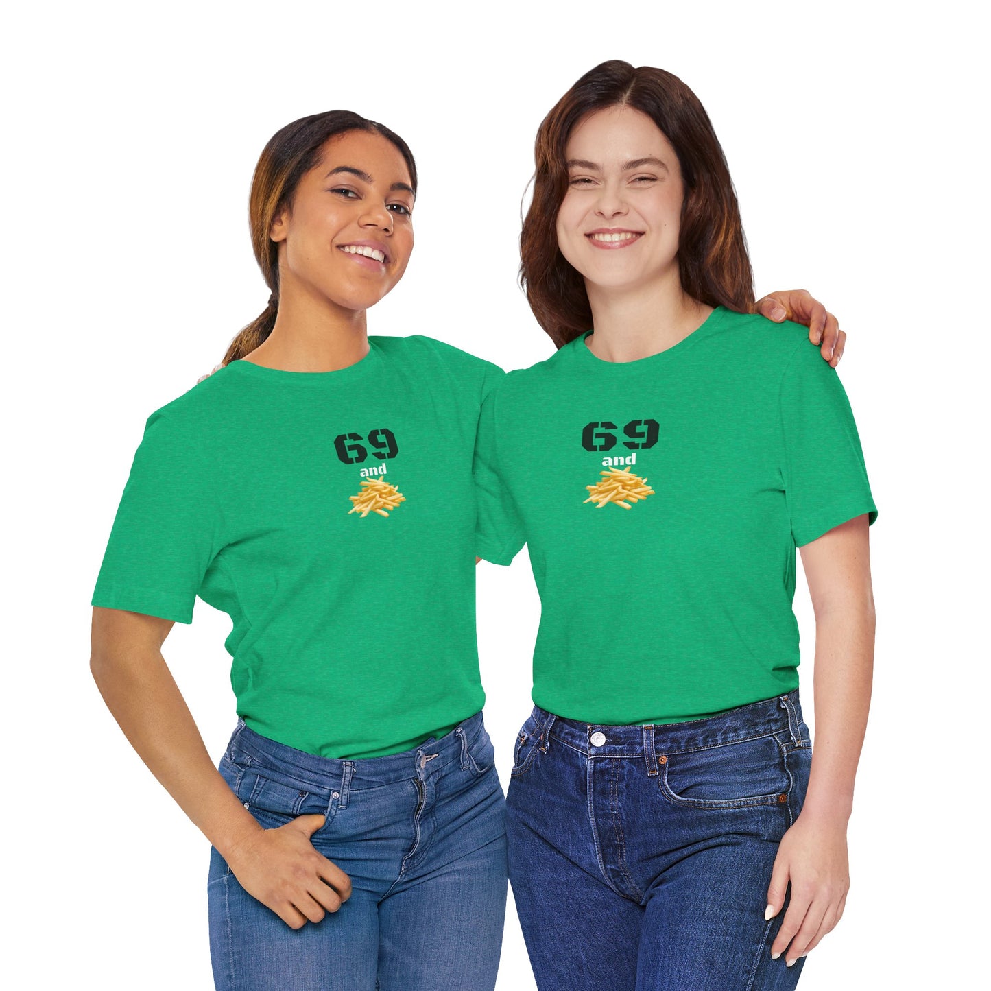 Funny 69 And French Fries Graphic Tee, Casual Humor Shirt, Cute Gift, Stylish Graphic Top, Unisex Quirky T-Shirt, Everyday Wear