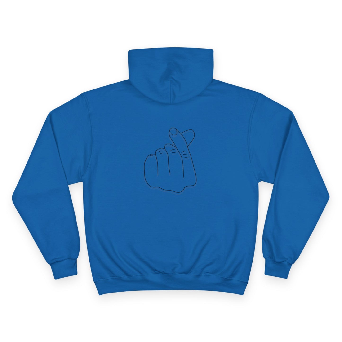 Minimalist Champion Hoodie with Hand Gesture Design