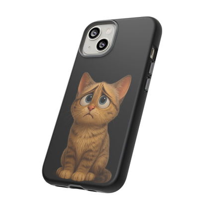 Cute sad kitty design on Printify iPhone case, protective cat phone case with adorable feline artwork for iPhone models.