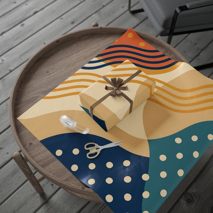 Abstract Retro Wave Wrapping Paper Roll — Mid-Century Geometric Gift Wrap