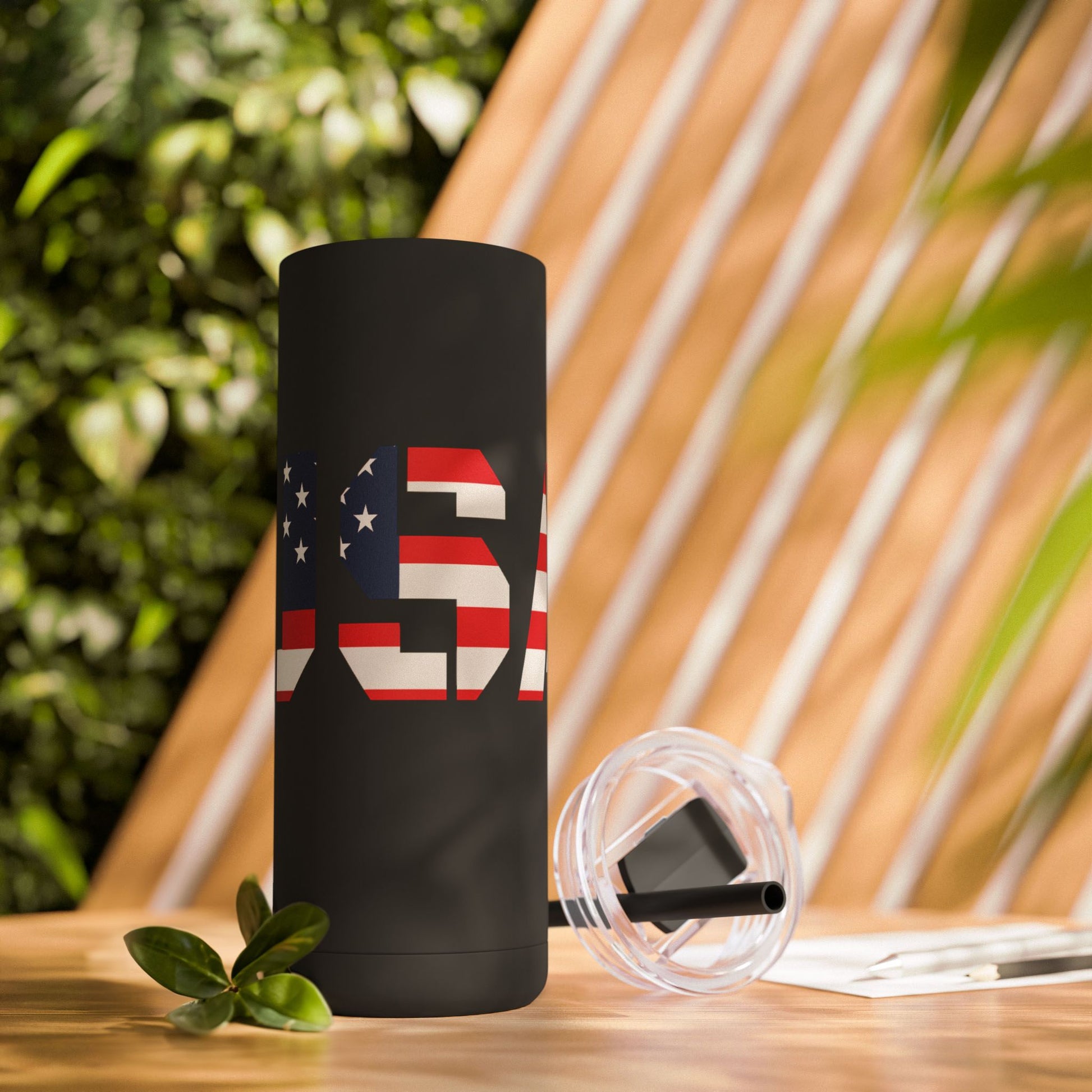 USA Flag Tumbler - 20oz Skinny Matte Drinkware, Travel Mug, Patriotic Gift, Fourth of July, Summer BBQ, Camping, Outdoor - TRV