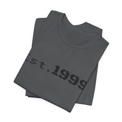 Vintage minimalist Est. 1999 T-shirt by Printify featuring clean design and classic birth year text on soft fabric.